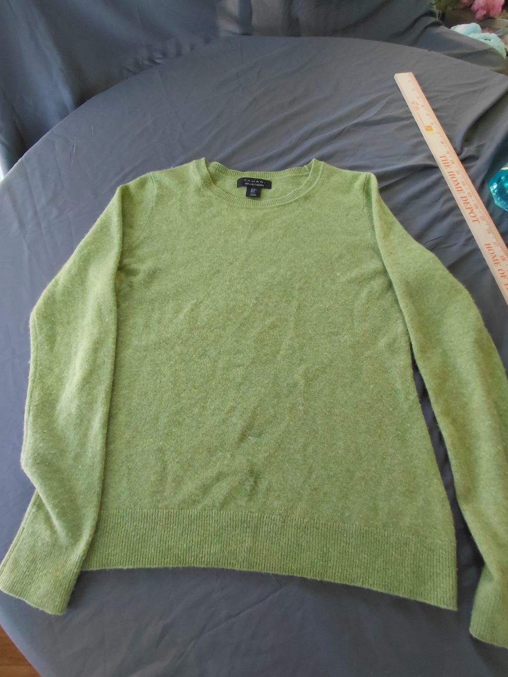 Tahari Womens Light Green Crewneck Sweater